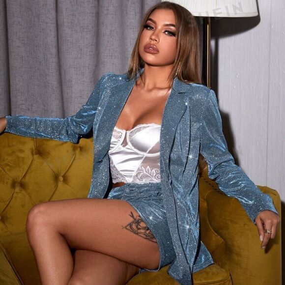 Glitter Blazer and Shorts Set - Picture 2 of 5